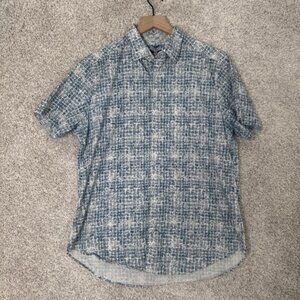 Robert Graham Short Sleeve Cotton Button-Up Shirt Geometric Print Men's Size Med